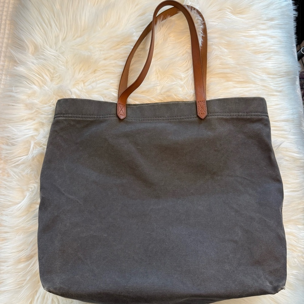 Madewell Gray Tote Bag with Leather Handles